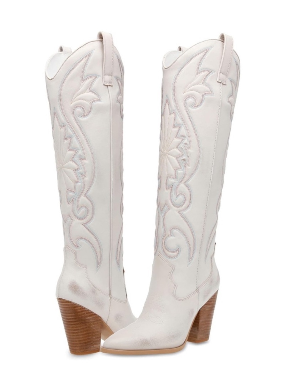 Steve Madden Women's Leather Lashes Western Boots Distressed White Size 8.5M - Picture 8 of 14
